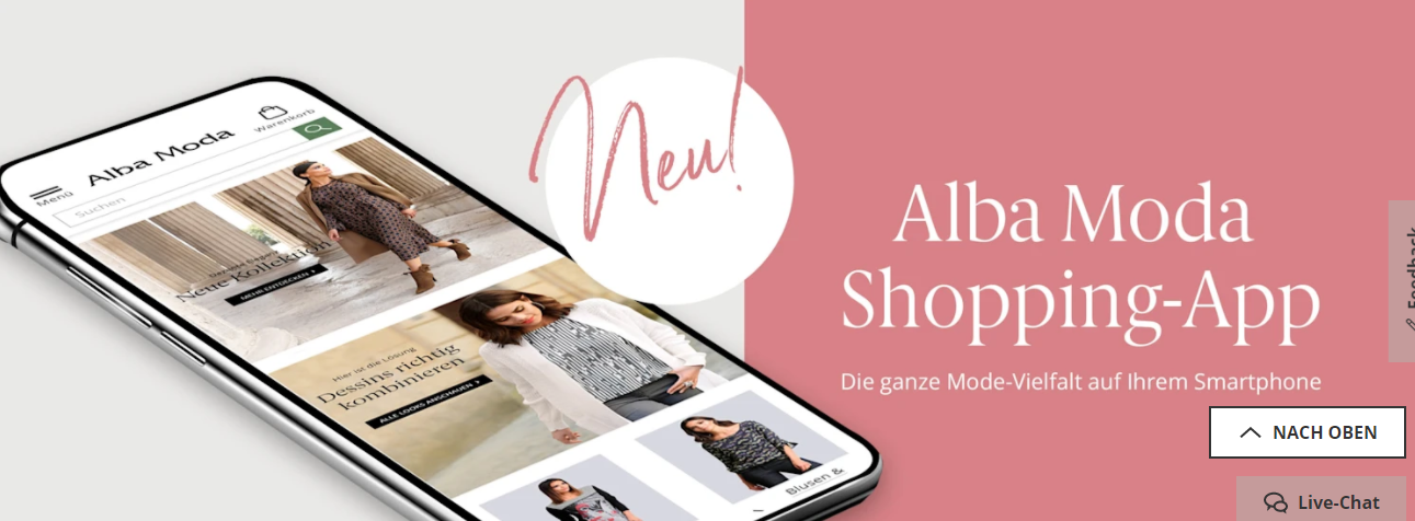 Shoppen mit Alba Moda App